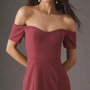 BHLDN Off-Shoulder Wine Red Maxi Dress
